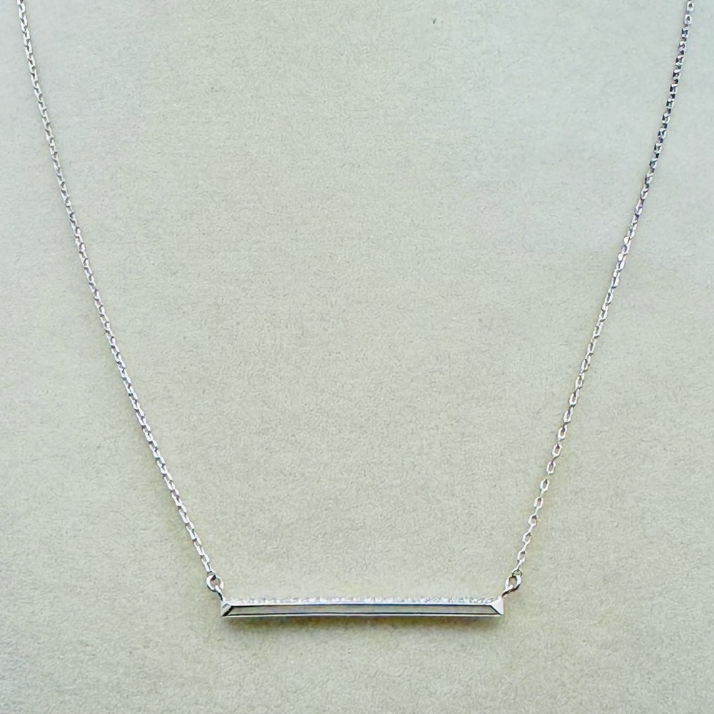 KATE SPADE Raise The Bar Pave’ Pendant Necklace NWT Silver Tone
